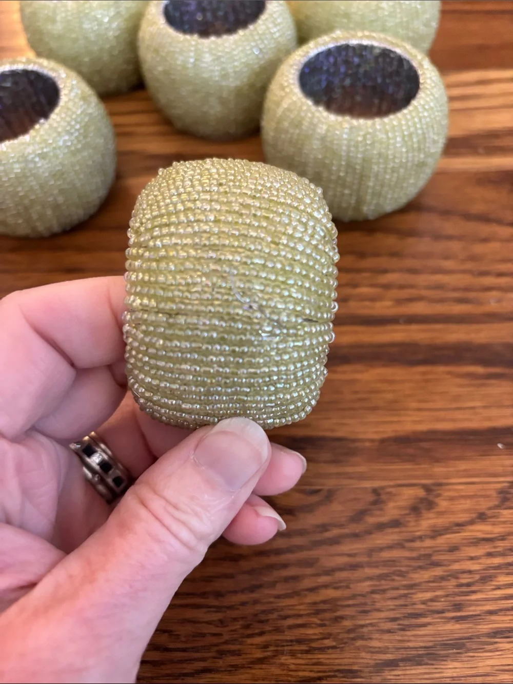 Target Green Beaded Napkin Rings - Set of 6